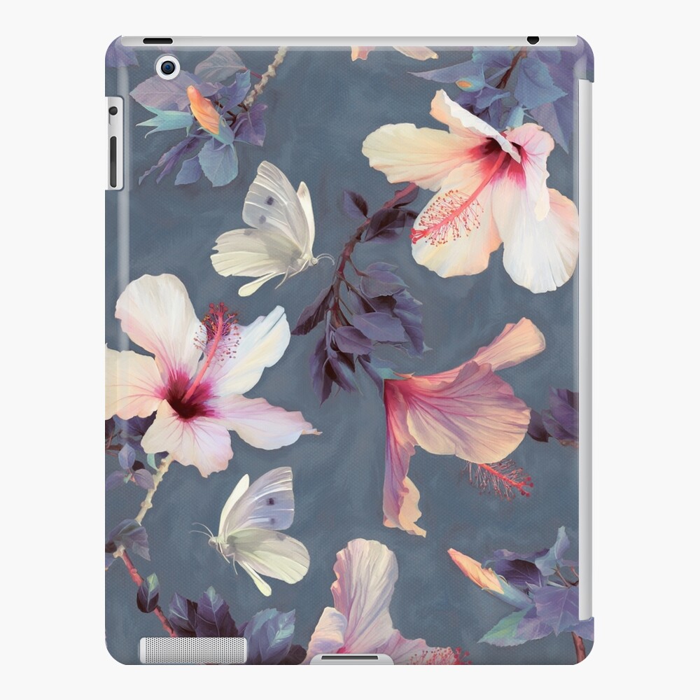 Butterflies and Hibiscus Flowers - a painted pattern iPad Case & Skin