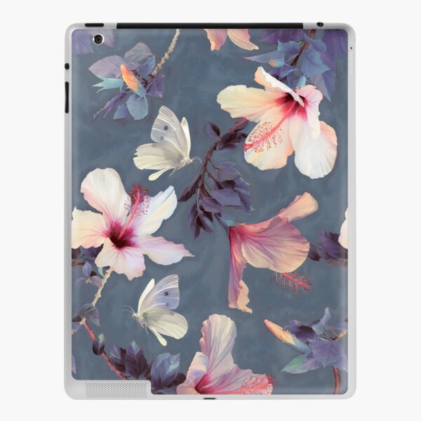 Butterflies and Hibiscus Flowers - a painted pattern iPad Skin