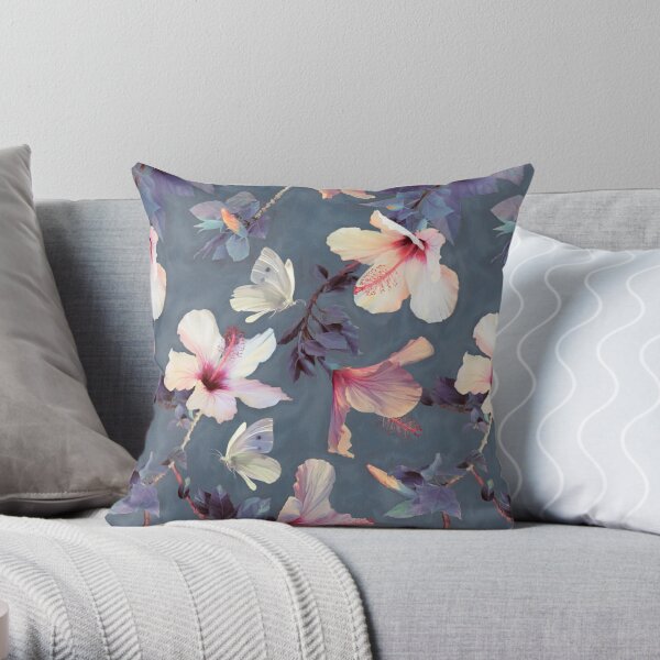 Burgundy floral throw store pillows