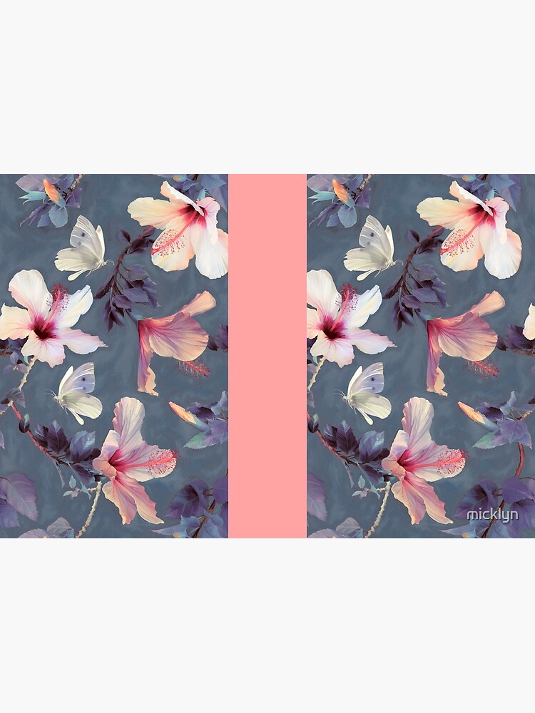 Butterflies and Hibiscus Flowers - a painted pattern by micklyn