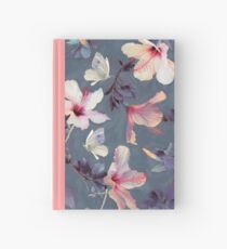Cuaderno de tapa dura Mariposas y flores de hibisco - un patrón pintado