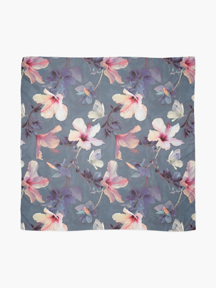 Alternate view of Butterflies and Hibiscus Flowers - a painted pattern Scarf