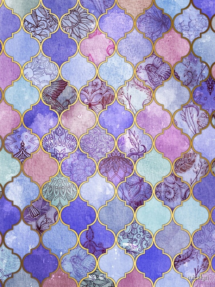 Royal Purple, Mauve & Indigo Decorative Moroccan Tile Pattern by micklyn