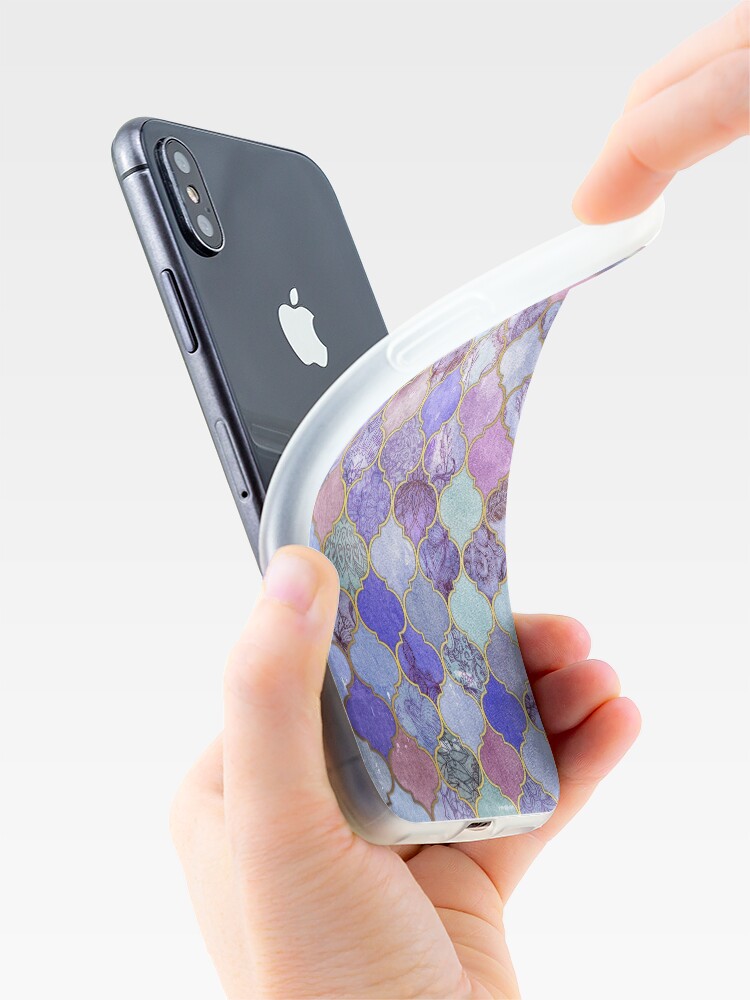 Alternate view of Royal Purple, Mauve & Indigo Decorative Moroccan Tile Pattern iPhone Case & Cover