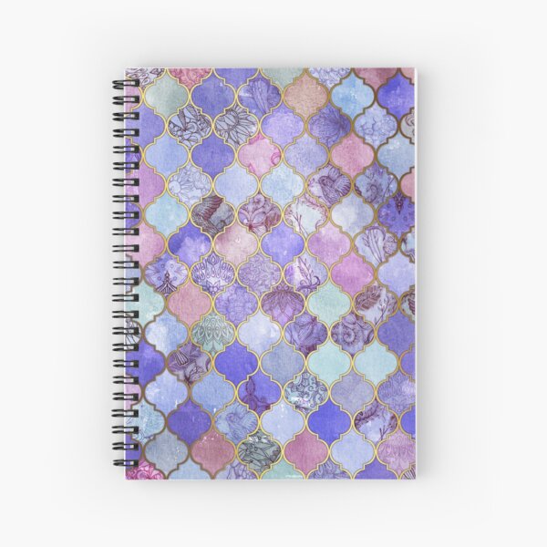 Royal Purple, Mauve & Indigo Decorative Moroccan Tile Pattern Spiral Notebook