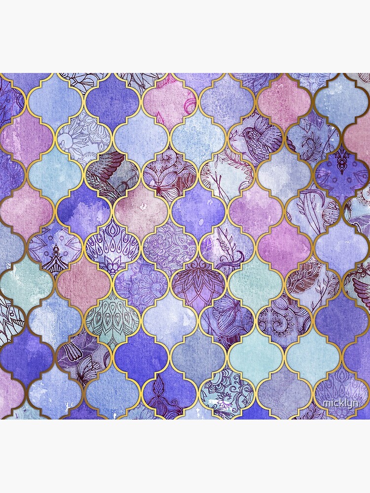 Royal Purple, Mauve & Indigo Decorative Moroccan Tile Pattern by micklyn