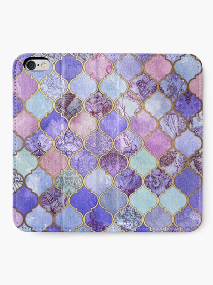 Alternate view of Royal Purple, Mauve & Indigo Decorative Moroccan Tile Pattern iPhone Wallet