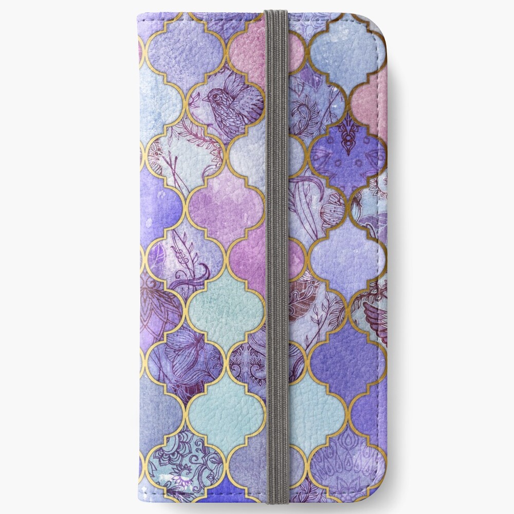 Royal Purple, Mauve & Indigo Decorative Moroccan Tile Pattern iPhone Wallet
