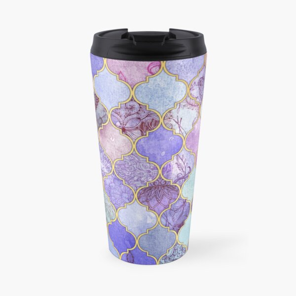 Royal Purple, Mauve & Indigo Decorative Moroccan Tile Pattern Travel Mug