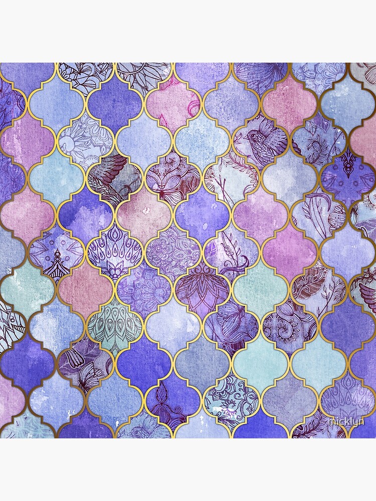 Royal Purple, Mauve & Indigo Decorative Moroccan Tile Pattern by micklyn