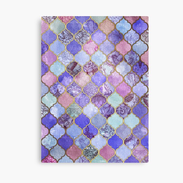 Royal Purple, Mauve & Indigo Decorative Moroccan Tile Pattern Canvas Print