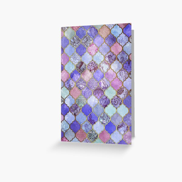 Royal Purple, Mauve & Indigo Decorative Moroccan Tile Pattern Greeting Card