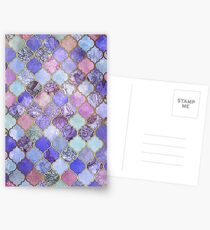 Royal Purple, Mauve & Indigo Decorative Moroccan Tile Pattern Postcards