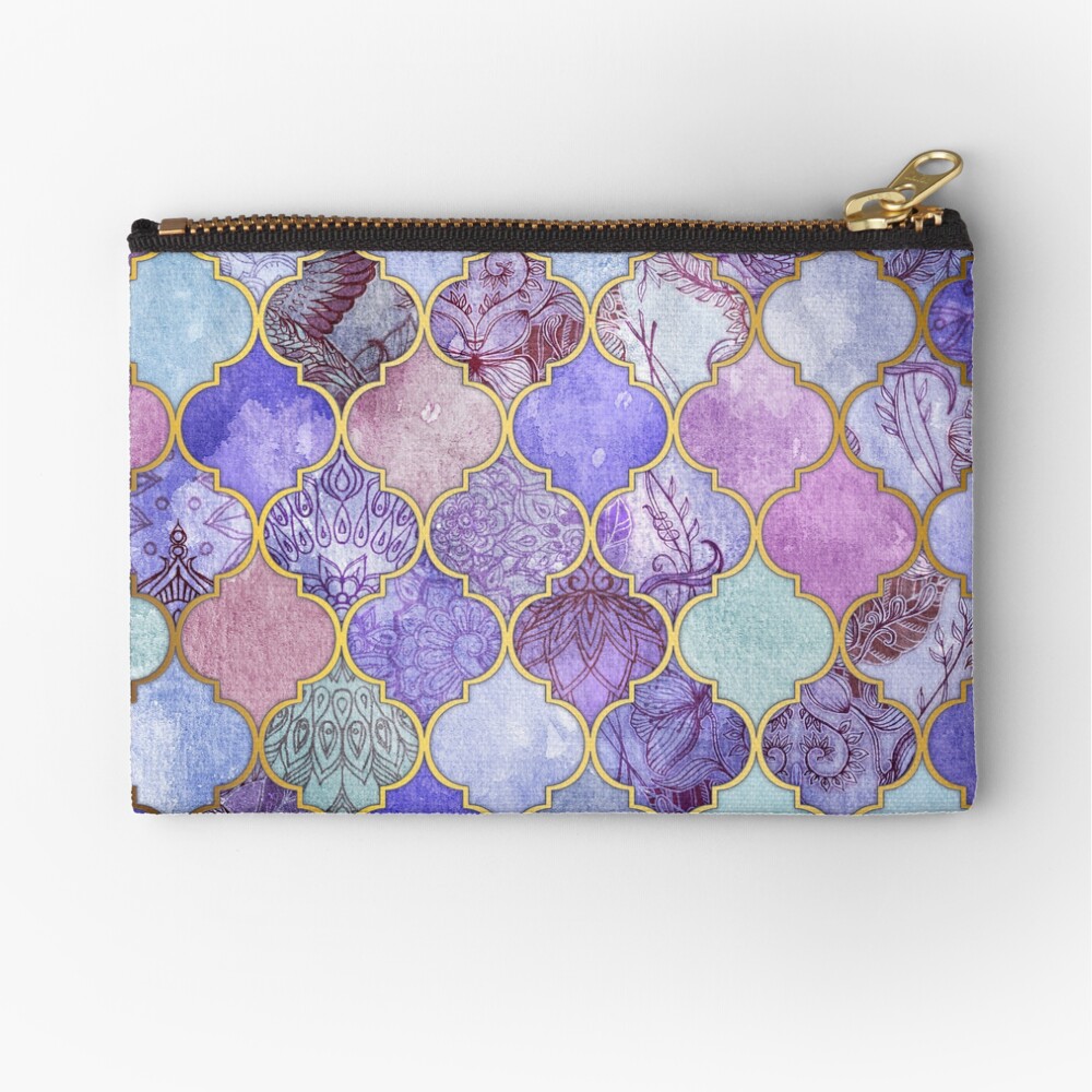 Royal Purple, Mauve & Indigo Decorative Moroccan Tile Pattern Zipper Pouch