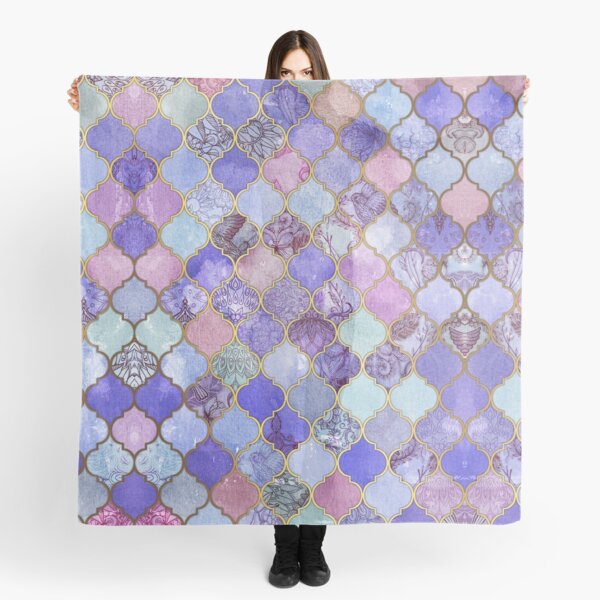 Royal Purple, Mauve & Indigo Decorative Moroccan Tile Pattern Scarf