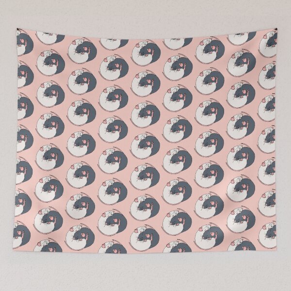 Item preview, Cuddling Rats Russian Blue and White designed and sold by Holly Wells . Sweet Illustrations.