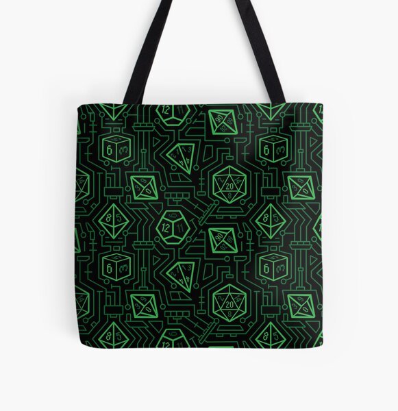 Tech D20 Pattern [Green] All Over Print Tote Bag