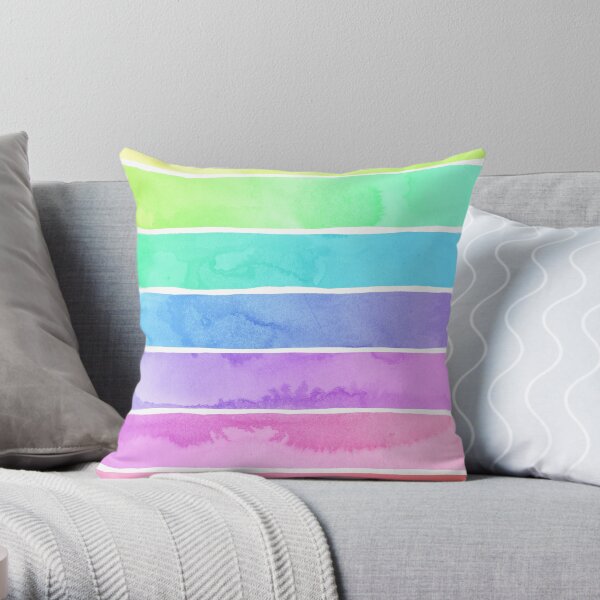 Summer Sorbet Rainbow Stripes Throw Pillow
