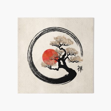 Enso Circle and Bonsai Tree on Canvas Art Board Print