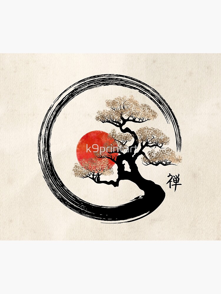 Enso Circle and Bonsai Tree on Canvas by k9printart