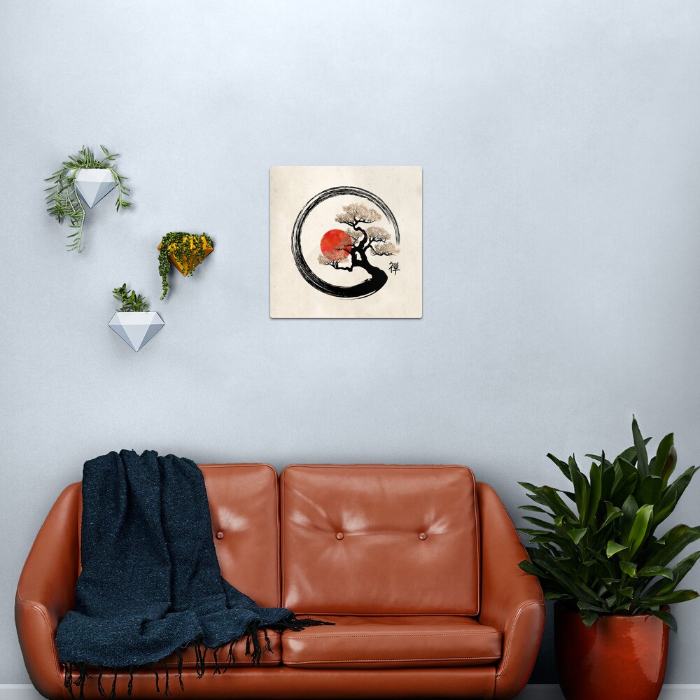 Enso Circle and Bonsai Tree on Canvas Metal Print