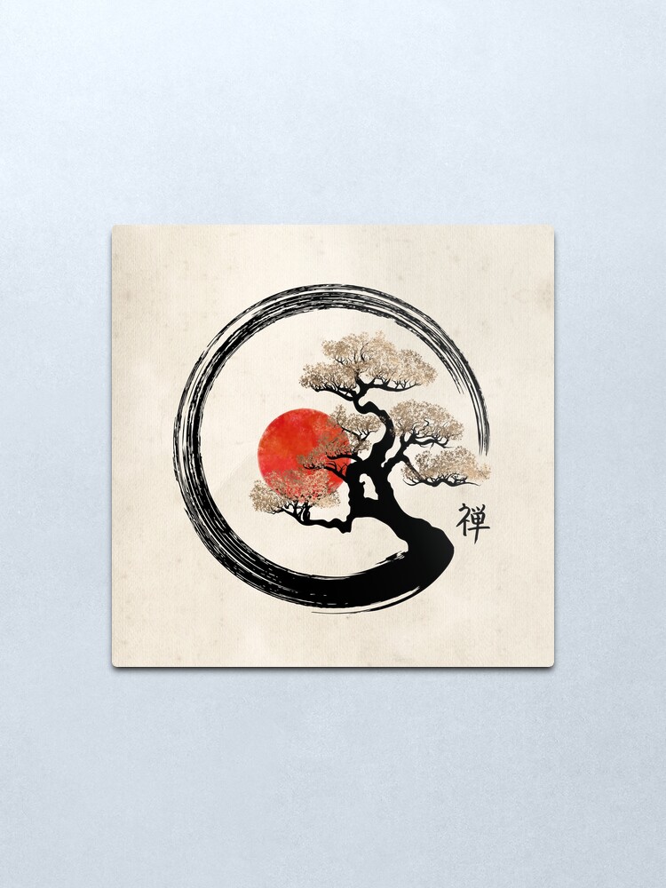 Alternate view of Enso Circle and Bonsai Tree on Canvas Metal Print