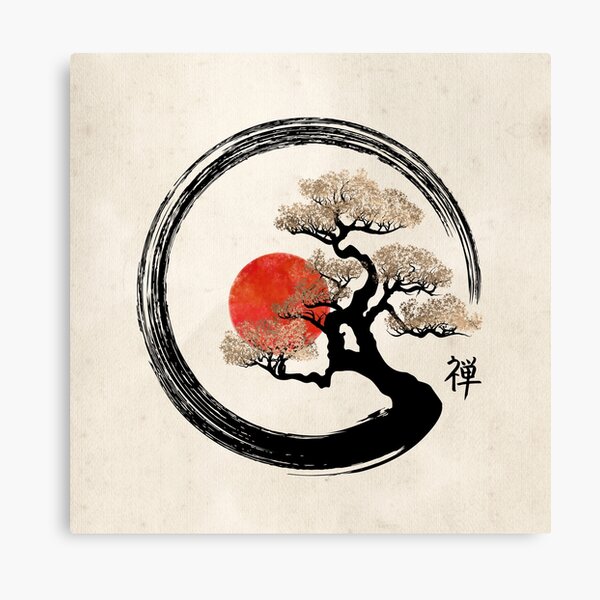 Enso Circle and Bonsai Tree on Canvas Canvas Print