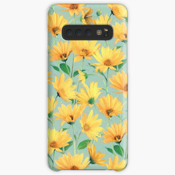 Painted Golden Yellow Daisies on soft sage green Samsung Galaxy Snap Case