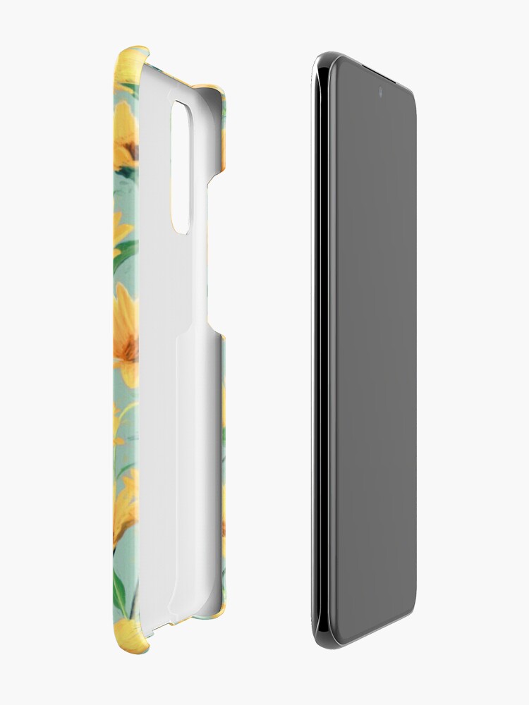 Alternate view of Painted Golden Yellow Daisies on soft sage green Case & Skin for Samsung Galaxy