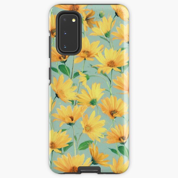 Painted Golden Yellow Daisies on soft sage green Samsung Galaxy Tough Case