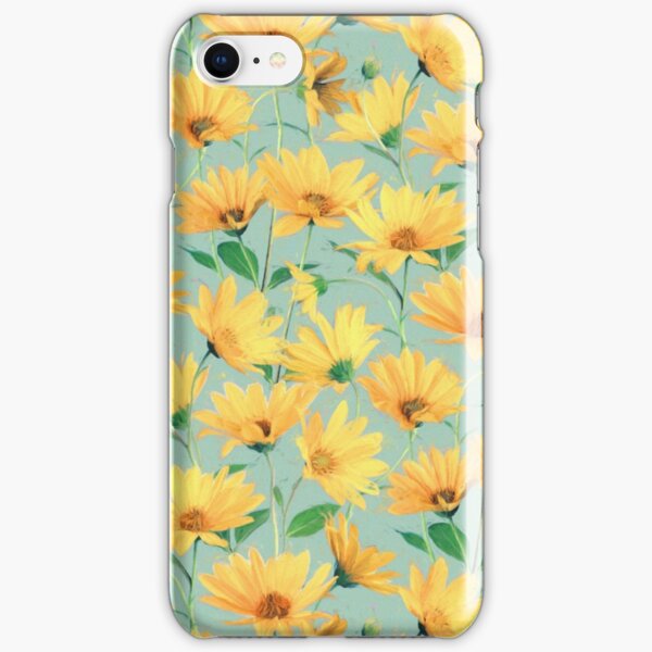 Painted Golden Yellow Daisies on soft sage green iPhone Snap Case