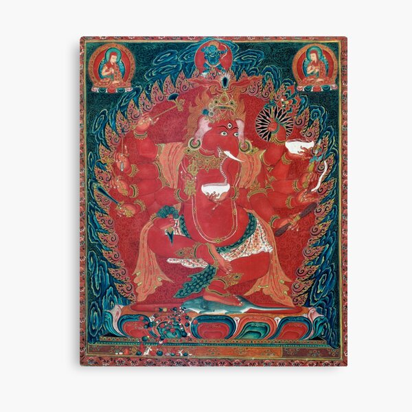 Dancing Red Ganapati of the Three Red Deities 15th Century Textile, Tibet Canvas Print