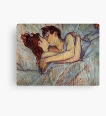 In bed the kiss Canvas Print