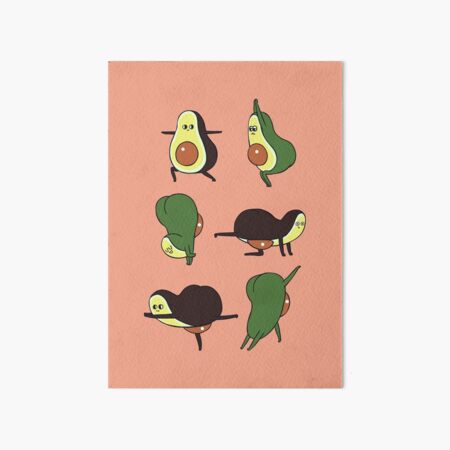 Avocado Yoga for Booty Art Board Print for Sale by Huebucket