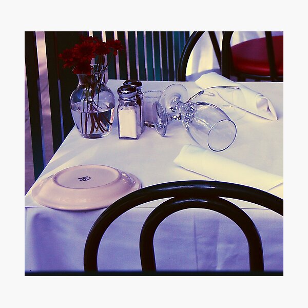 Glasses on a dining table Photographic Print