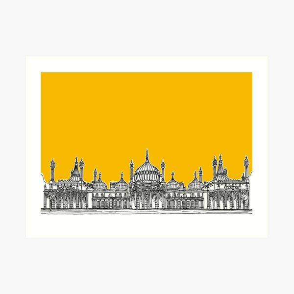 Brighton Royal Pavilion Facade ( yellow version ) Art Print