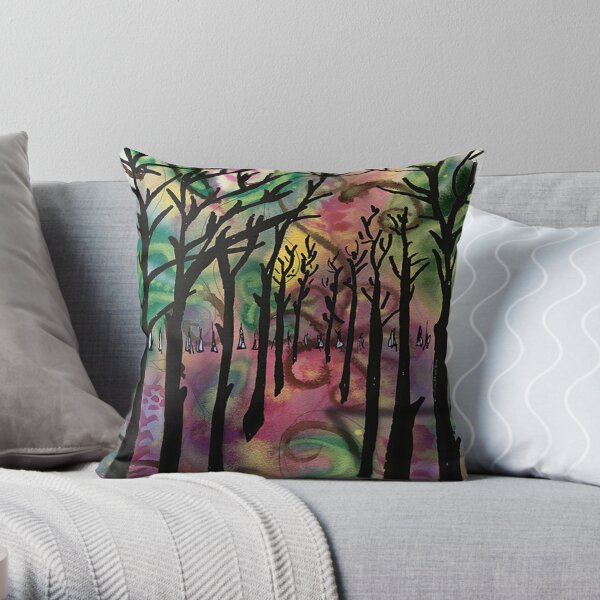 Tall dark trees abstract Throw Pillow