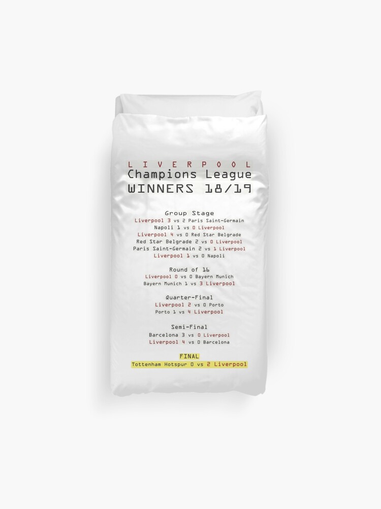 Liverpool Fc Road To Champions League Winners Duvet Cover By