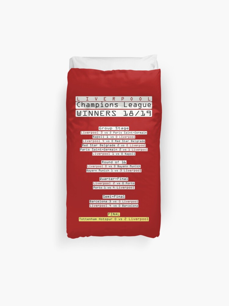 Liverpool Fc Road To Champions League Winners Red Duvet Cover