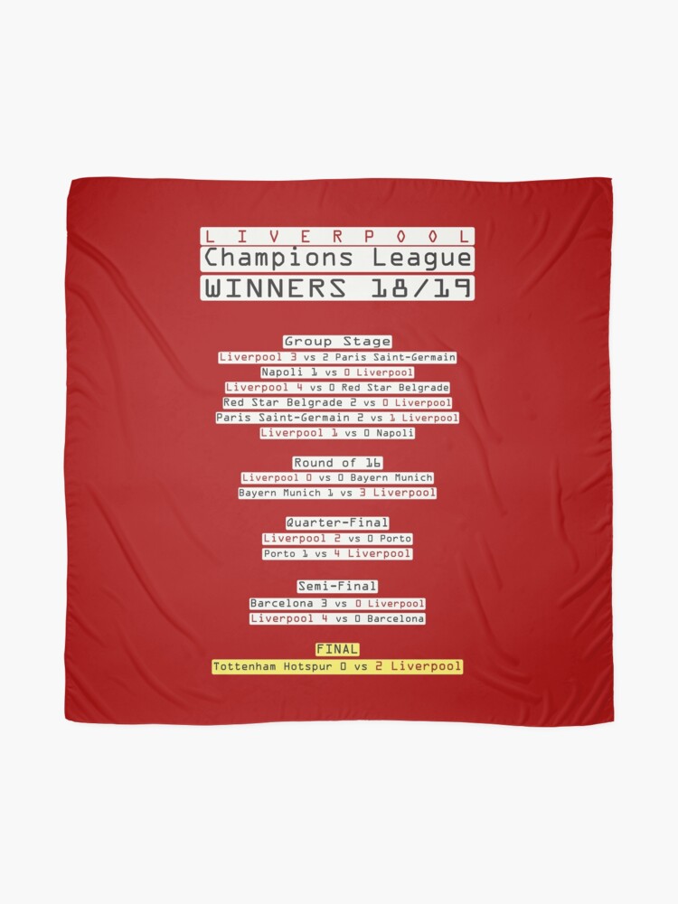 Liverpool Fc Road To Champions League Winners Red Scarf By Lloydsart Redbubble