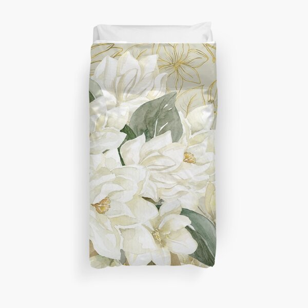 Elegant Magnolias – with a Touch of Gold Duvet Cover