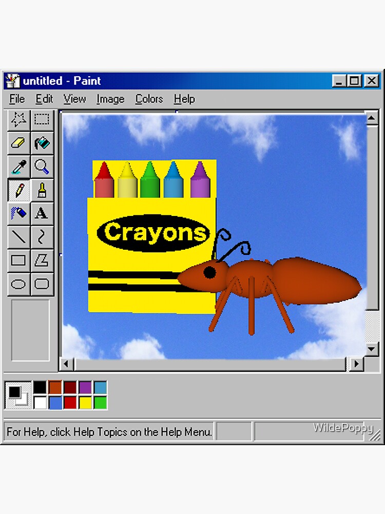 "MS Paint Ant and Crayons" Sticker for Sale by WildePoppy Redbubble