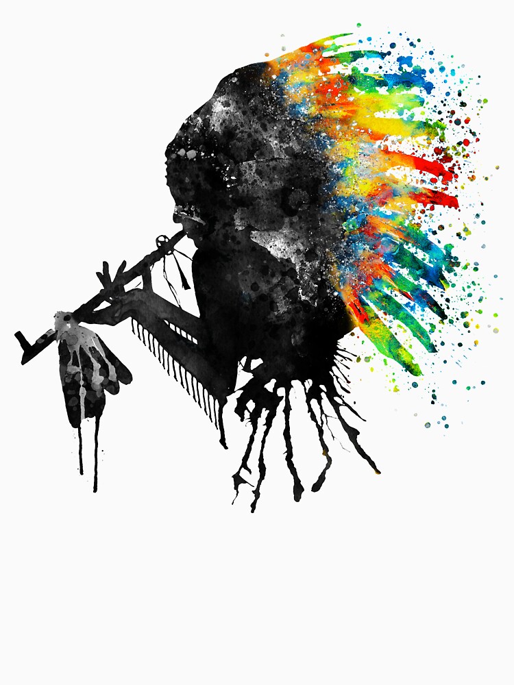 « Silhouette indienne avec coiffe colorée » par caracatita75