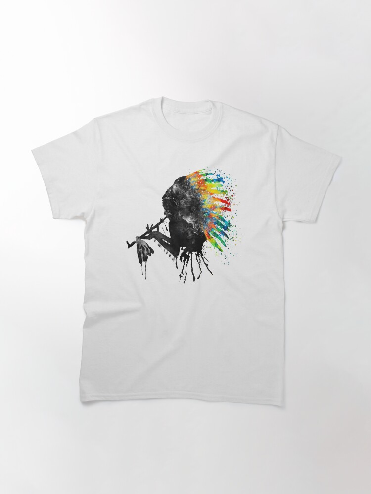 T-shirt classique ''Silhouette indienne avec coiffe colorée' : autre vue