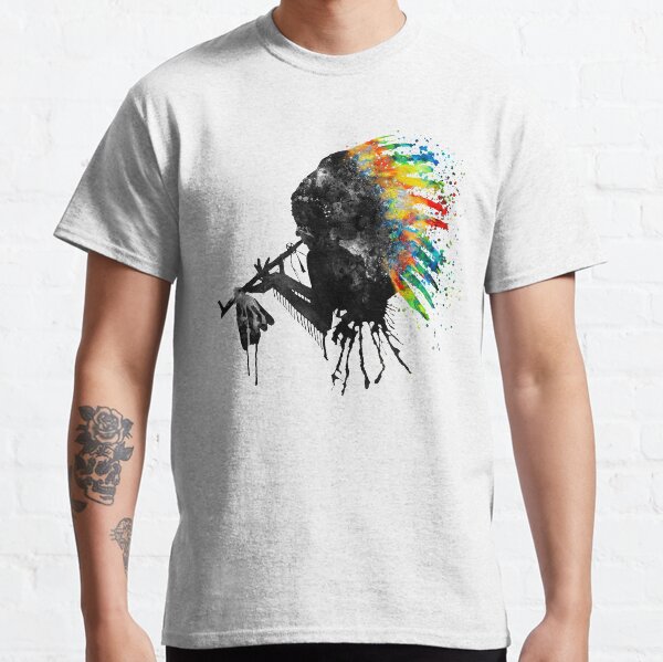 Silhouette indienne avec coiffe colorée T-shirt classique