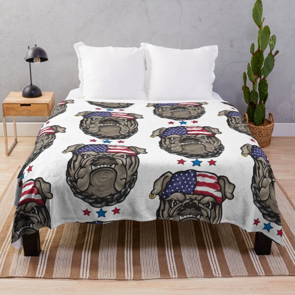 Item preview, English Bulldog US Flag Bandana Patriotic Dog 4th of July designed and sold by gameofdesign.