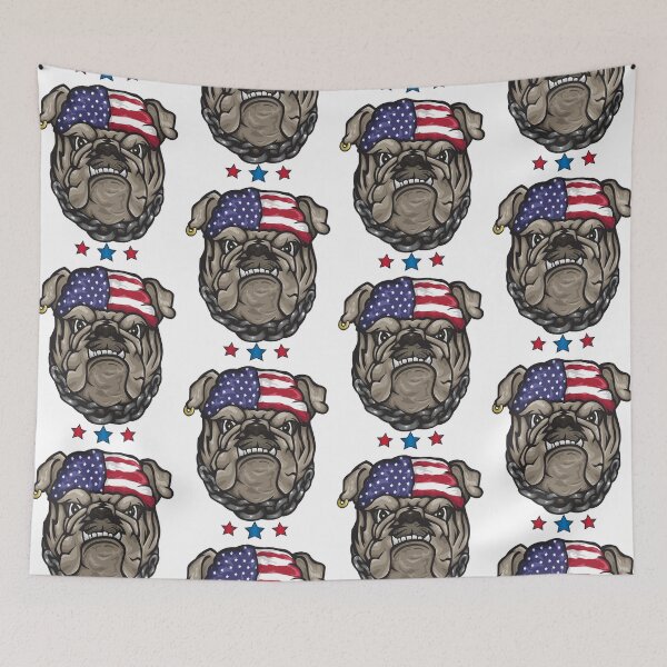 Item preview, English Bulldog US Flag Bandana  Patriotic Dog 4th of July designed and sold by gameofdesign.