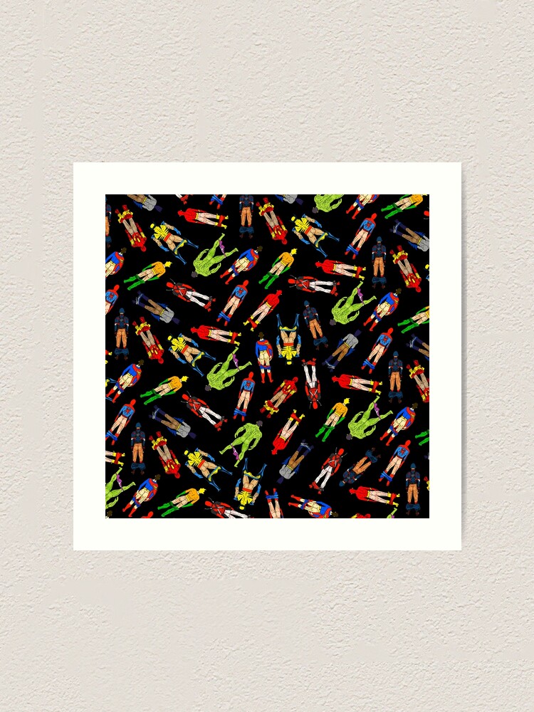 Alternate view of Superhero Butts Pattern on Black Art Print