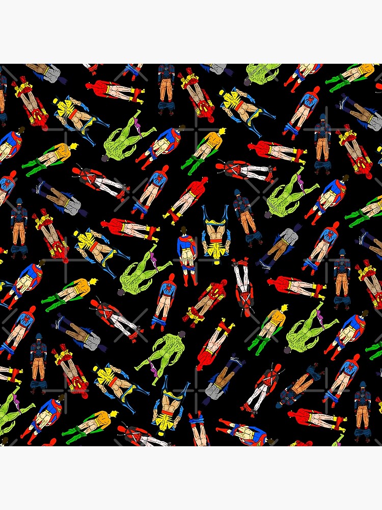 Superhero Butts Pattern on Black by notsniwart