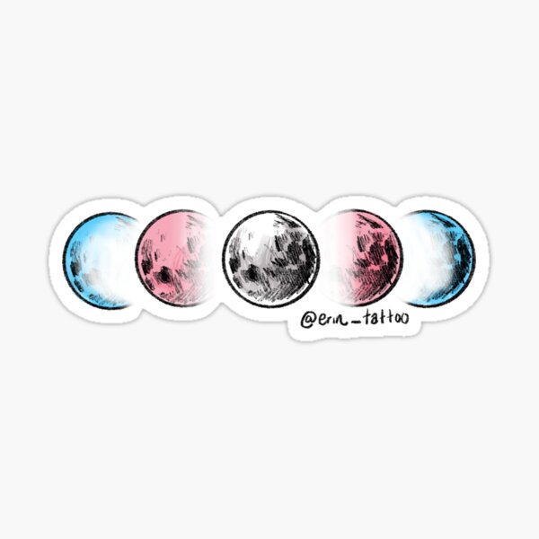 Trans Flag Moon Phases Sticker
